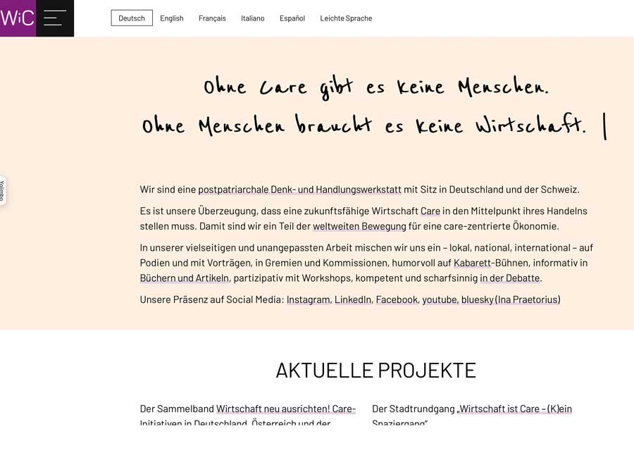 Netzwerken: WiC - Wirtschaft ist Care